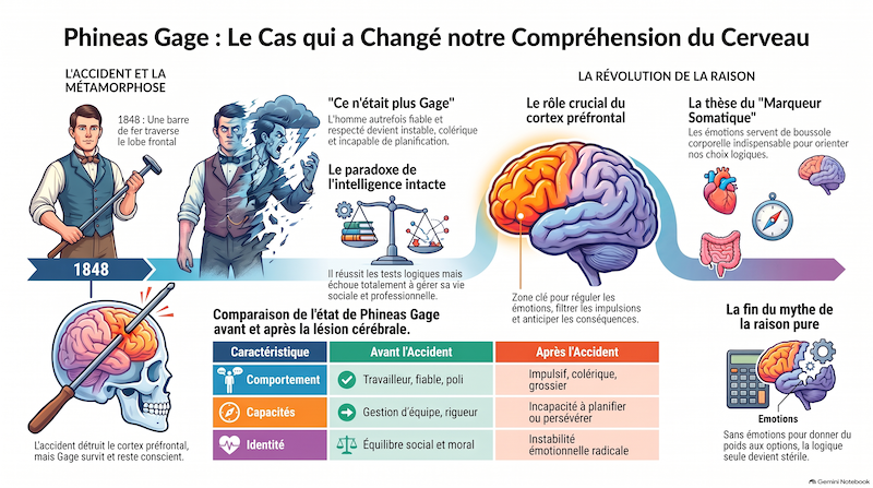 Le cas Phineas Gage : ce que Damasio a démontré sur la raison et l’émotion